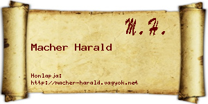 Macher Harald névjegykártya